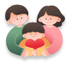 엄마, 아빠, 아이 3인 가족 일러스트