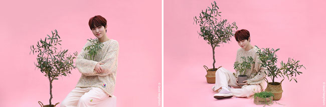 스케이트보드와 함께 화보를 찍은 준호