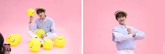 스마일 풍선과 함께 화보를 찍은 민서
