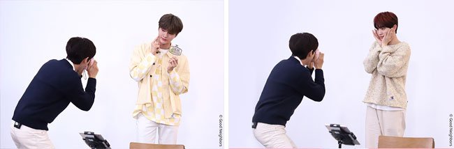 MC 광희가 드리핀 멤버들을 직접 찍고 있는 모습