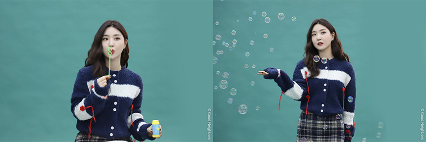 비눗방울을 부는 유나