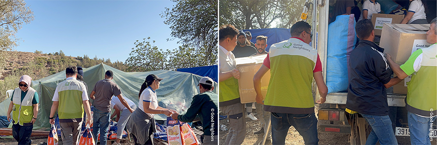 긴급구호물품 배분 현장