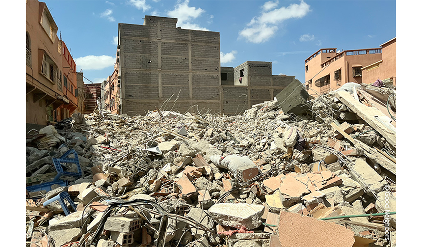 모로코 지진 당시 현장 무너진 건물 사진