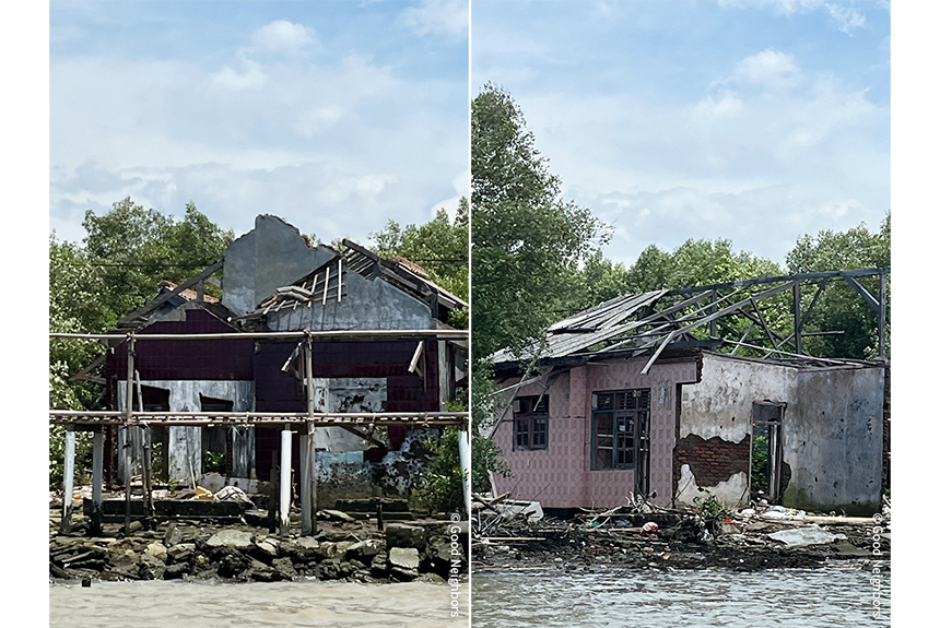 해안가 주변 침수 피해로 버려진 집