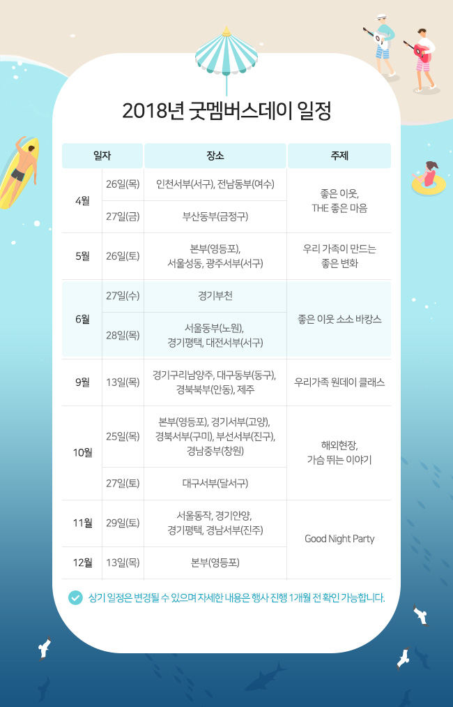 2018년 굿멤버스데이 일정