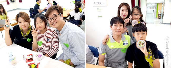 충남중부지부 나눔 가족 봉사활동에서 떡 케이크 만들기 활동중인 회원님 이미지