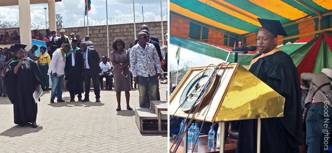좌측 사진은 졸업식에 참석한 마을주민들 모습, 우측 사진은 졸업식에 참석한 나이로비 시장