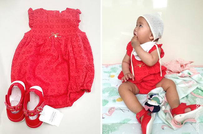 빨간 옷과 빨간 신발과 빨간 옷과 빨간 신발을 신은 지안이의 모습