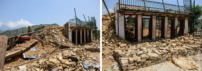 2015년 네팔 대지진으로 무너져버린 건물의 모습