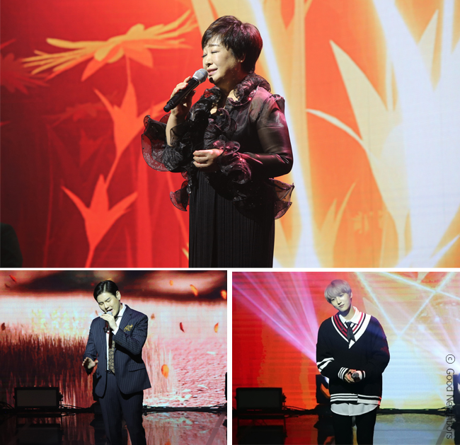 가수 혜은이, 박세욱, 선율 이 희망의 보이스에서 노래하는 모습