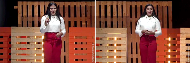 TEDx에서 강연을 하는 헤레나의 모습