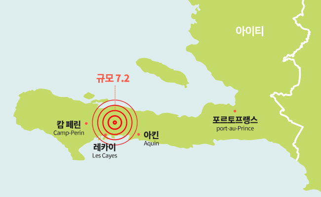 지진이 온 아이티 지도 모습