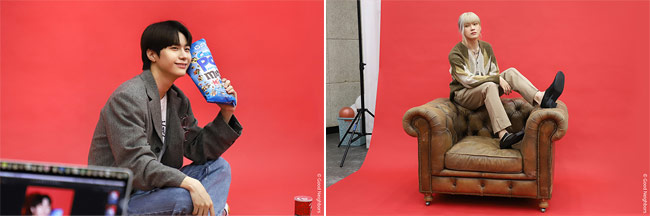 화보 촬영 중인 멤버들의 모습