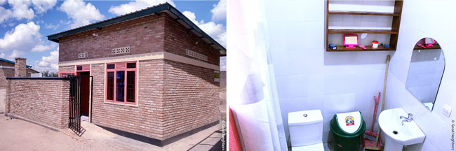 르완다 현지에 설치된 ‘소녁공간’의 건물 외관 모습과 깨끗하게 탈바꿈한 여자 화장실의 모습