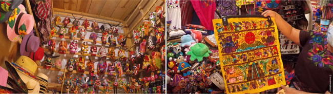 알록달록 각종 수제품을 팔고 있는 아티틀란 시장의 모습