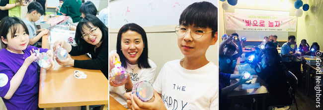 서울동부지부에서 빛으로 놀자 프로그램에 참여중인 회원님들 이미지