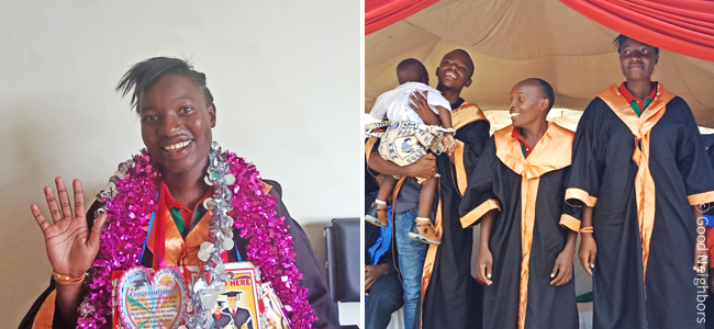 좌측 사진은 인터뷰에 응해준 주디스의 독사진, 우측 사진은 졸업식에 참석한 주디스의 모습