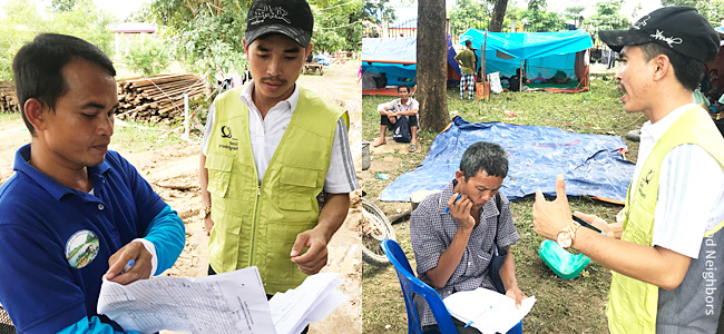 홍수 피해 지역 조사를 진행 중인 굿네이버스 현장조사단 이미지